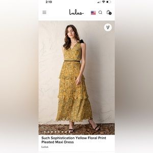 Lulus Floral Print Pleated Maxi Dress, size Medium